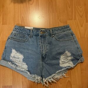 Forever 21 Blue Distressed Denim Shorts